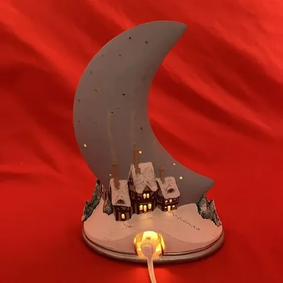 Gare Ceramic Silent Night Moon Scenic Christmas Winter‎ Snow Church  W/ Light #3 - Picture 11 of 16